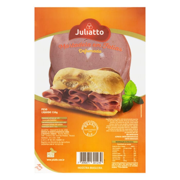 Mortadela Defumada em Fatias Juliatto 150g